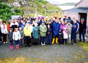 Large group standing outside for group photo