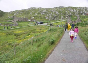 Walking back for the barbecue Walking up another hill