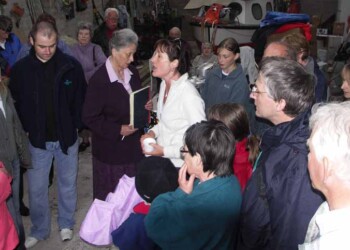 Group listening to speaker