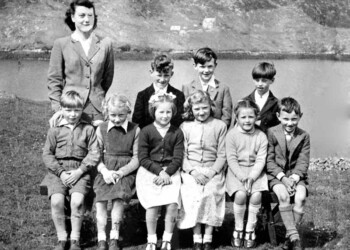 Planasker School 1960: Back Row l-r: Janet Macdonald (Teacher), Cromore; Alexander Macleod, 23 Marvig; Murdo A Macleod, 3 Marvig; Murdo Mackinnon, Halfway House Front Row l-r: Donald J Macleod, 6 Marvig; Margaret Macdonald, 21 Marvig; Morag Kennedy, 15 Marvig; Ann Macmillan, 17 Marvig; Jean A Mackenzie, 1 Marvig; Murdo A Macleod, 22 Marvig Class photo Planasker School 1960