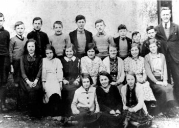 Gravir School 1937-38: Back Row l-r: Malcolm Macleod, 35 Gravir; Kenneth Macphail, 19b Gravir; Iain Campbell, 2 Gravir; Colin Macleod, FC Manse; Alex J Mackenzie, 6 Gravir; Angus Mackay, 28 Gravir; John Macleod, 37 Gravir; Malcolm Campbell, 11 Glen Gravir; John M Macleod, 37 Gravir; Murdo Matheson (Head) Second Row l-r: Bell Ann Chisholm, 16 Gravir; Christina Macritchie, 8 Glen Gravir; Barbara Matheson, 4 Glen Gravir; Ann Matheson, 26 Gravir; Joan Macleod, 3 Glen Gravir; Mary B Matheson, 15 Gravir Front Row l-r: Joan Macaskill, 40 Gravir; Christina Nicolson, 22 Gravir; Barbara Campbell, 13 Gravir Class photo Gravir School 1937-8