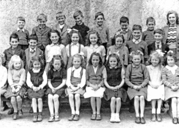 Gravir School 1947: Back Row l-r: Norman Matheson, 6 Glen Gravir; Roderick Mackenzie, 4 Gravir; John Macphail, 19 Gravir; Allan Matheson, 30 Gravir; Neil Fraser, 14 Gravir; Malcolm Campbell, 13 Gravir; Hugh Fraser, 14 Gravir; Miss I Matheson (teacher) Second Row l-r: Donald J Fraser, 14 Gravir; Donald Campbell, 13 Gravir; Marion Nicolson, 32 Gravir; Christina Mackenzie, The Cottage, Gravir; Muriel Mackenzie, 4 Gravir; Bell Ann Morrison, 5 Glen Gravir; Murdo A Matheson, 4 Glen Gravir; Robert J Macmillan, 3 Gravir Front Row l-r: Aileen Macaskill, 13 Glen Gravir; Johanna Macaskill, Heatherview, Gravir; Ann Macmillan, 20 Gravir; Catherine Morrison, 5 Gravir Class photo Gravir School 1947
