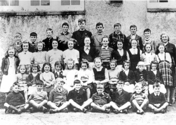 Gravir School 1953: BACK Alex J MacAskill, Lakehouse; Neil Campbell, 13; Donald Macmillan, Post Office; Eddie MacLeod, 37; Roddy A MacKenzie, 5; Neil Fraser, 14; Norman Matheson, 6 Glen; Hugh Fraser, 14; Donald Morrison, 5 Glen; Ishbel Matheson, Teacher SECOND Joan Macaskill, Lakehouse; Cathie M Morrison, Cnoc na Laoigh; Christine Matheson, 26; Nellie MacLean, 7 Glen; Ina MacKinnon, 2 Glen; Belle Ann Morrison, 5 Glen; Annie M MacKenzie, Doctor's House; Agnes Matheson, 30Kate Morrison, 5 Glen; Joan MacLeod, 37; Annie M MacMillan, 20 THIRD Margaret MacPhail, 12; Dolly MacAskill, 40; Mairi Campbell, 13; Chrissie Nicolson, 22; Joan Matheson, 15 Glen; Dolly Fraser, 14; Aileen MacAskill, 13 Glen; Muriel Chisholm, 2; Nellie MacAskill, 40; Sandra Montgomery, 24; Anna M MacAskill, 40 FRONT Iain D MacMillan, 20; Murdo J Fraser, 14; Alan MacAskill, Lakehouse; Donald Kennedy, Schoolhouse; Kenneth Matheson, 15 Glen; Norman Kennedy, Schoolhouse; George Matheson, 31; Donald Matheson, 31 Class photo - Gravir school 1953
